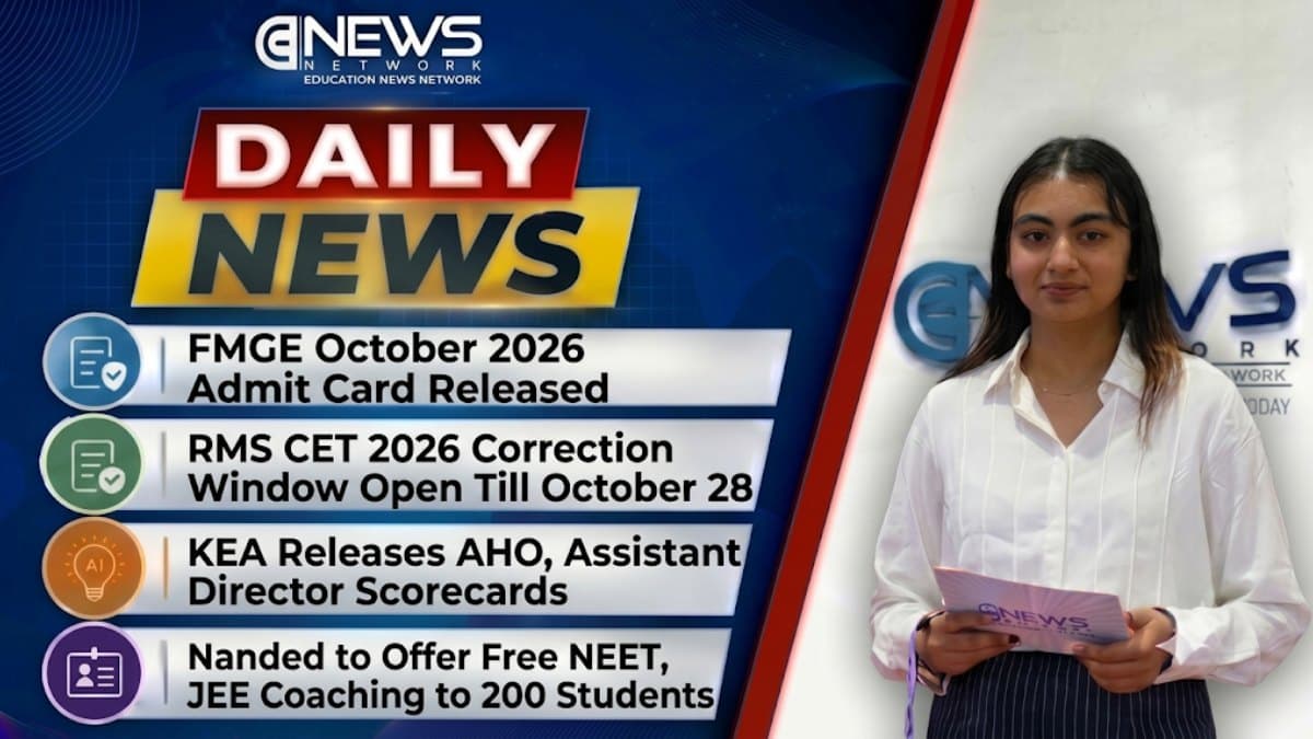 FMGE Admit Card, RMS CET Correction Window, KEA Scorecards and Free Entrance Coaching: Latest Updates
